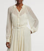 Ralph Lauren Collection Beige Mulberry Silk Grantly Midi Shirt Dress