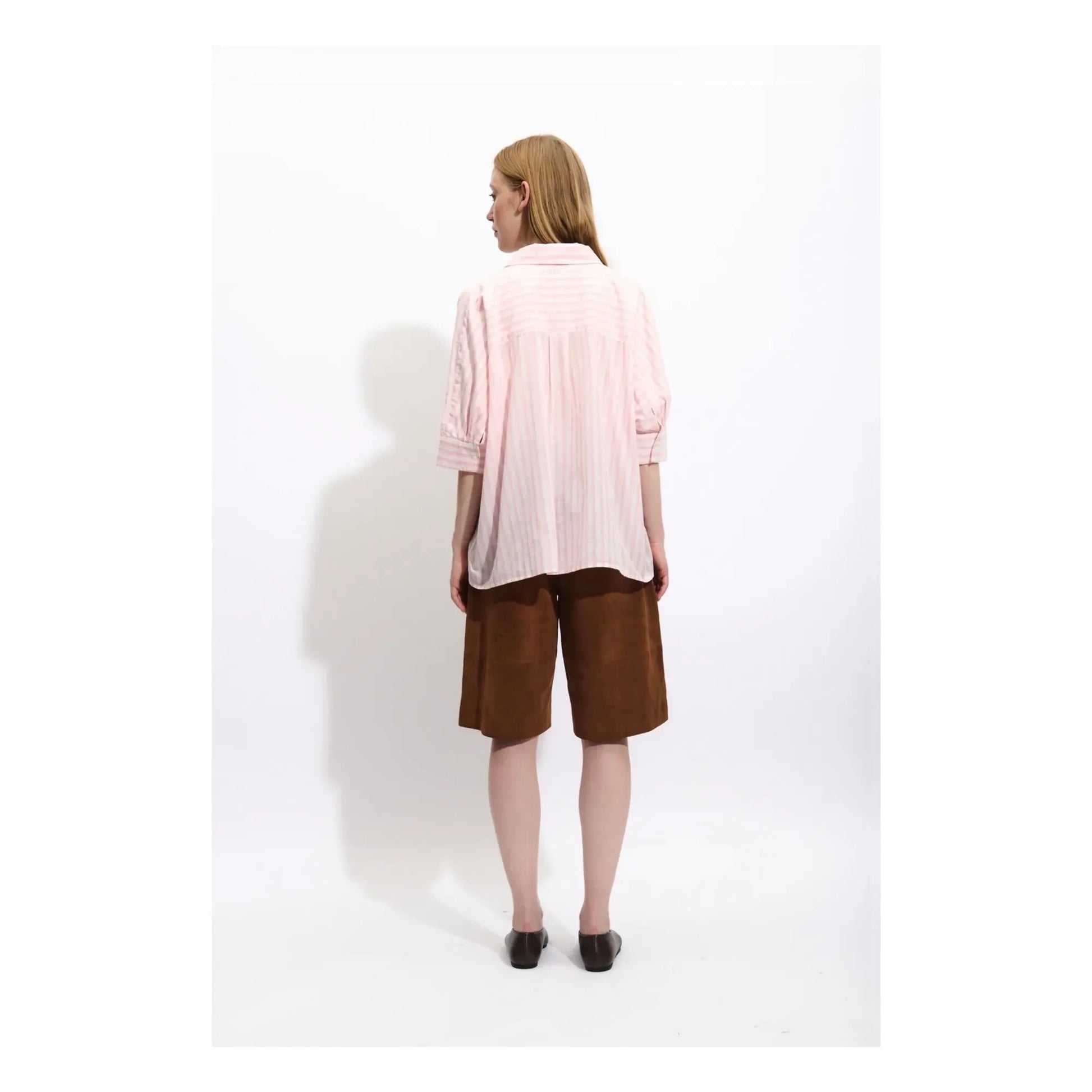BELLEPIECE - Carmela Cotton Stripes Blouse | Pink