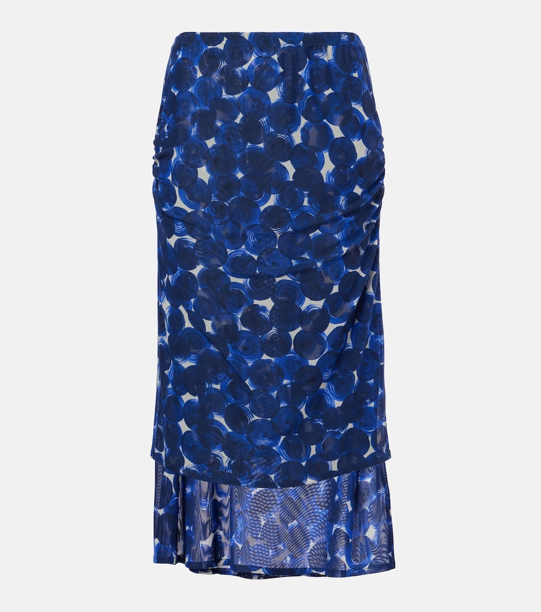 Dries Van Noten - Printed gathered jersey midi skirt