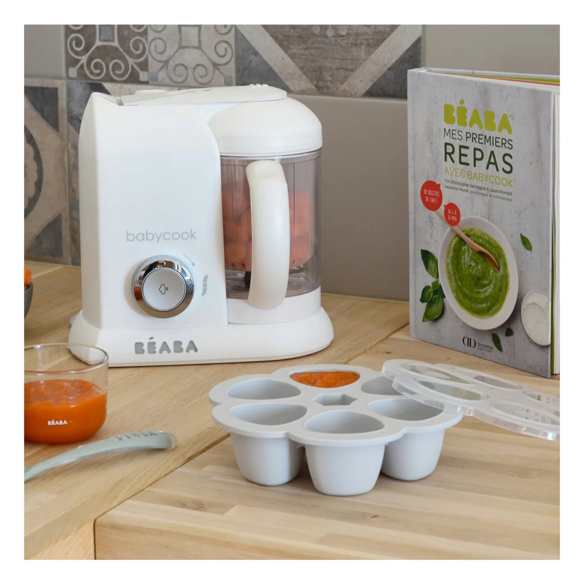 Béaba - Silicone Baby Food Mould - 6 x 90ml | Light grey