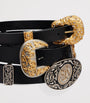Black Leather Triple Western Belt