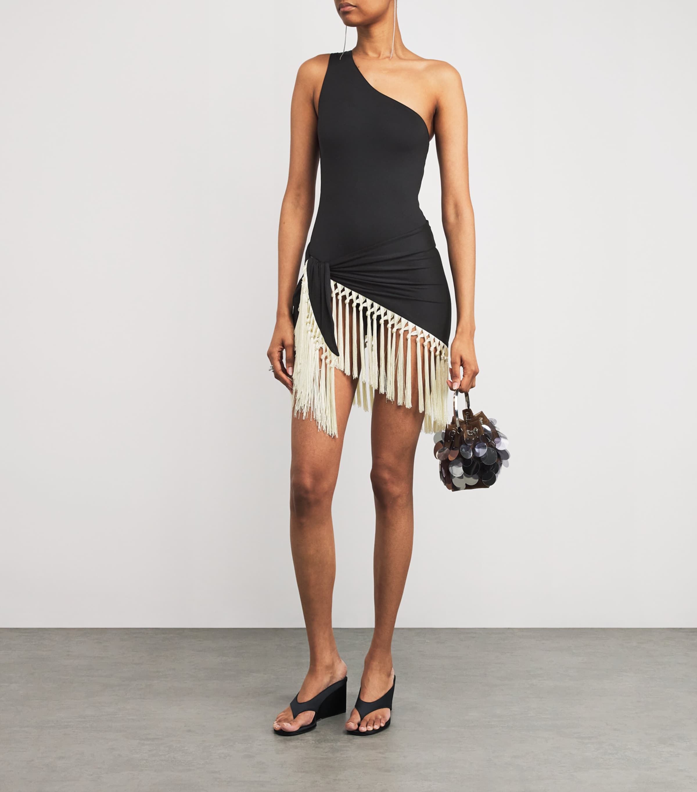 Black Pareo-Detail Yacare Swimsuit