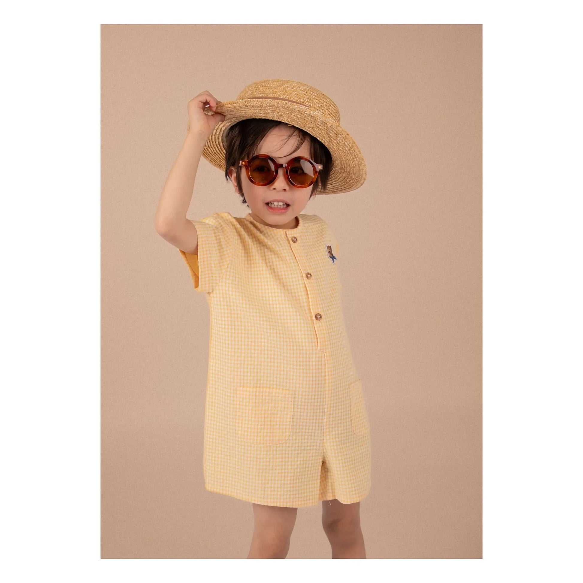 Loir - Arsène Vichy Organic Cotton Playsuit | Yellow