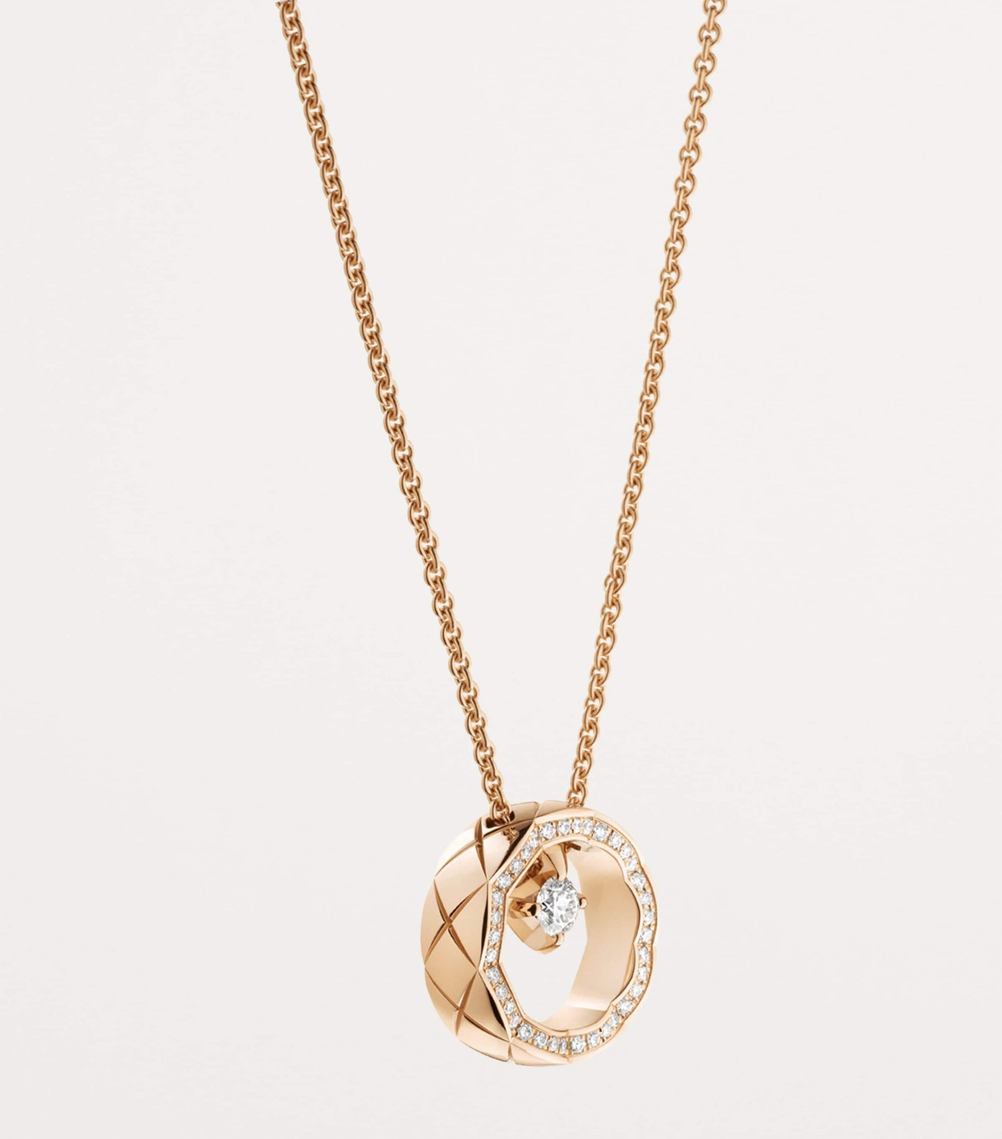 CHANEL Beige Gold and Diamond Coco Crush Necklace