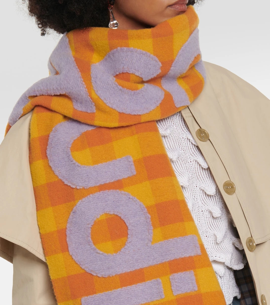 Acne Studios - Logo checked wool-blend scarf