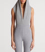 Balmain Grey Draped Hooded Bodysuit