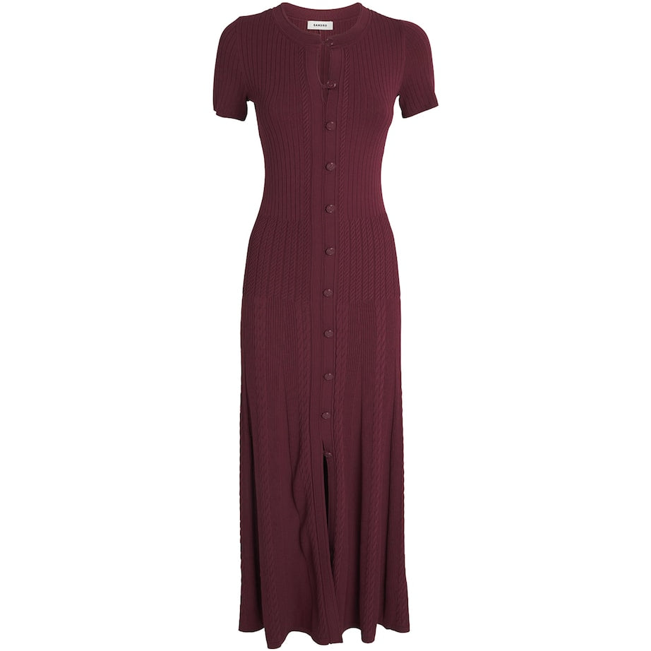 Red Knitted Midi Dress