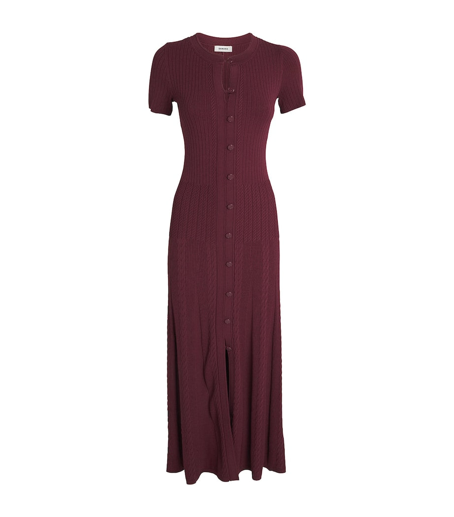 Red Knitted Midi Dress