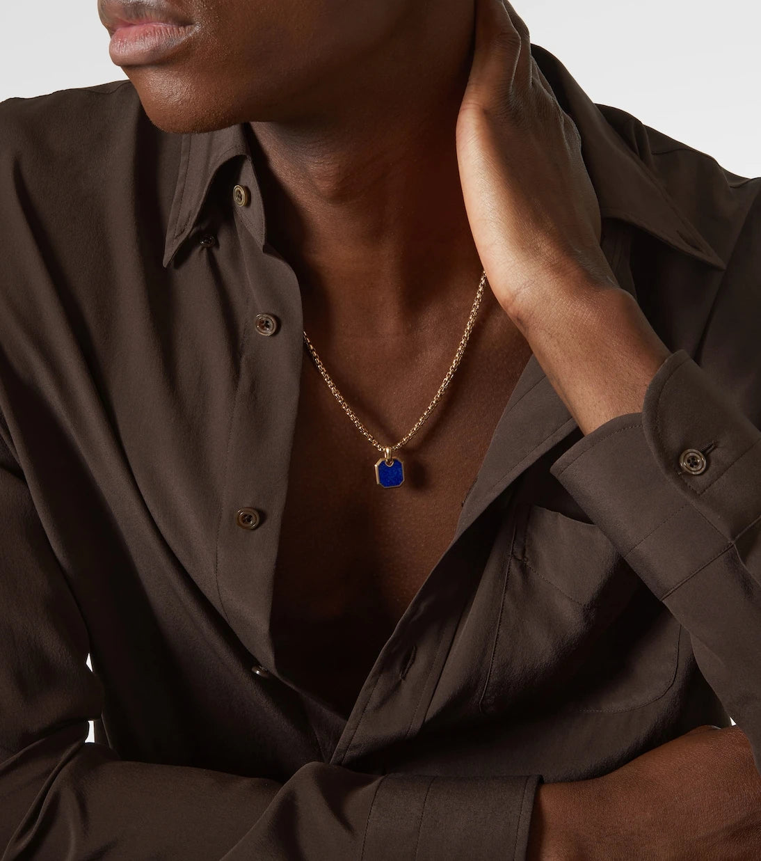 David Yurman - Amulet 18kt gold pendant with lapis lazuli