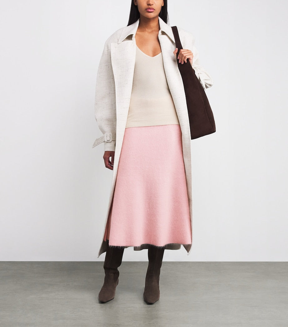 Fabiana Filippi Pink Wool-Mohair-Blend Midi Skirt