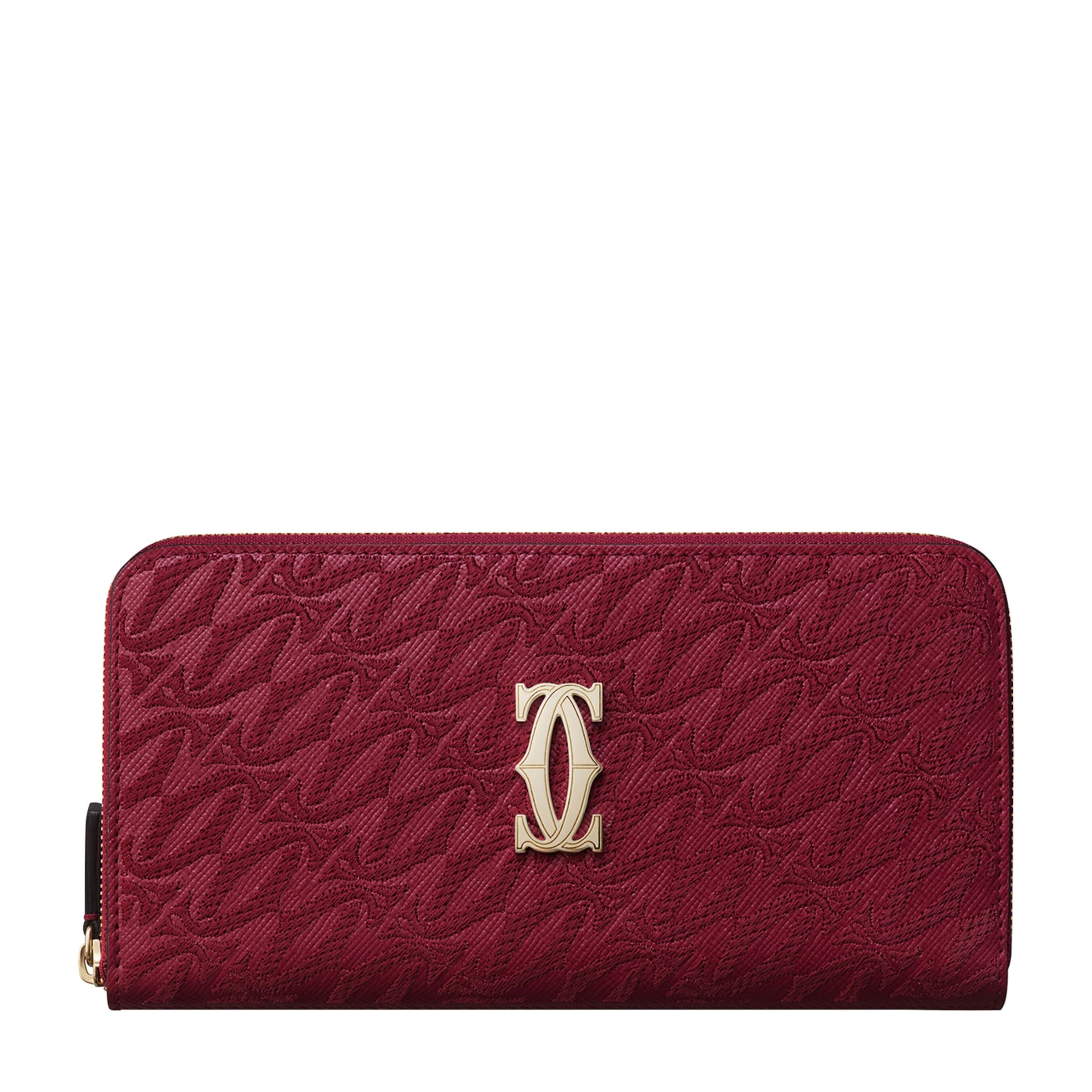 Red Leather C de Cartier International Zipped Wallet