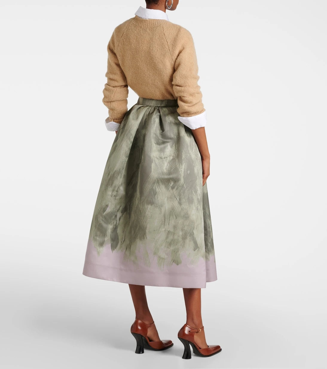 Dries Van Noten - تنورة ميدي من الساتان