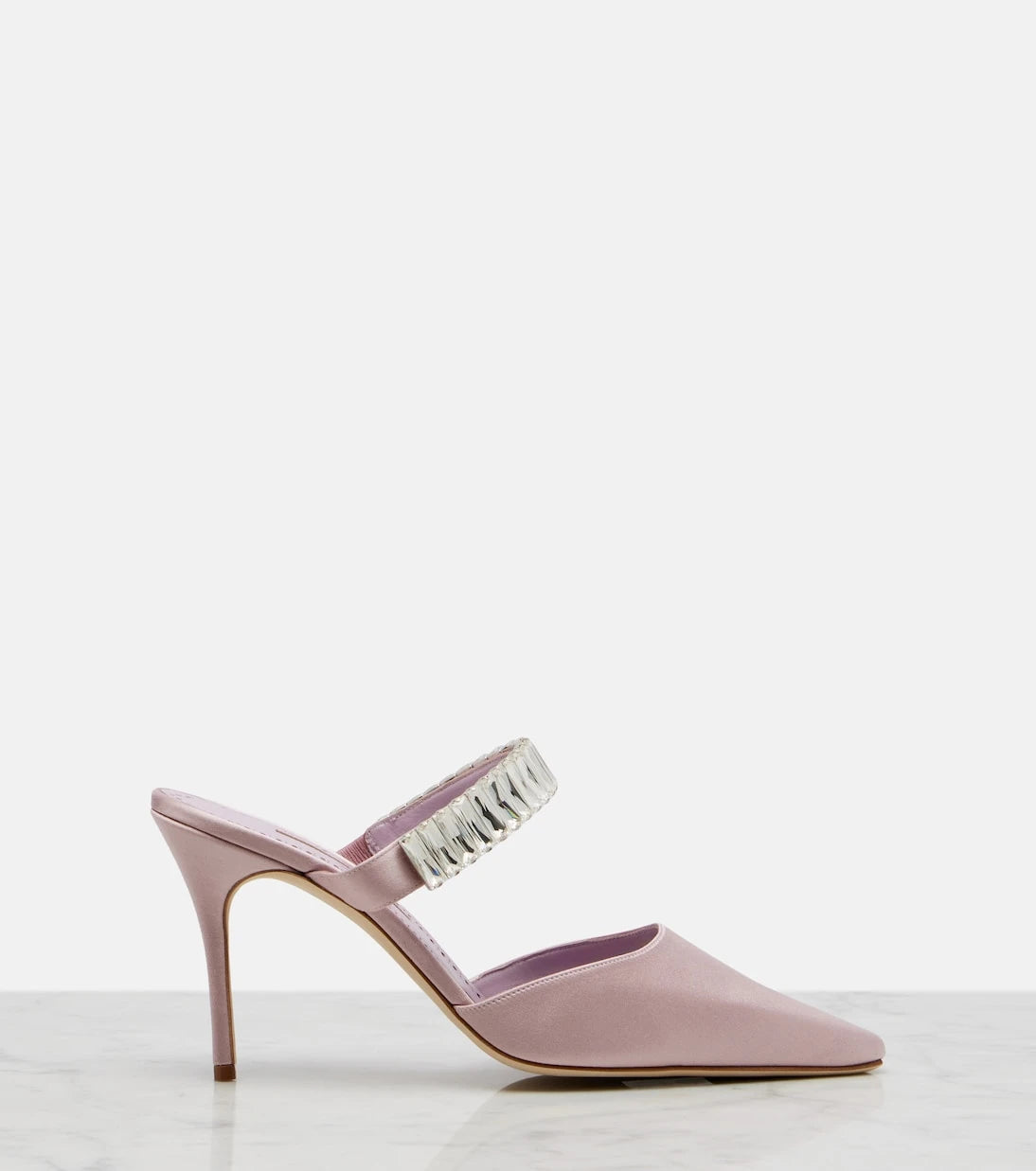 Manolo Blahnik - Zumbon embellished satin mules