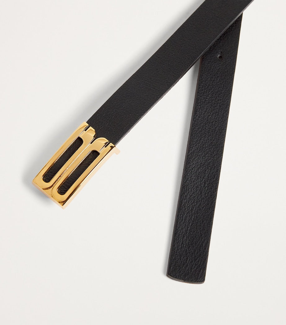 Victoria Beckham Black Leather Frame Belt