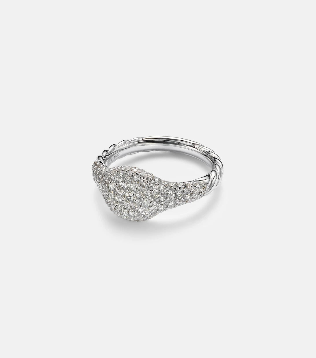 David Yurman - 18kt white gold pinky ring with diamonds