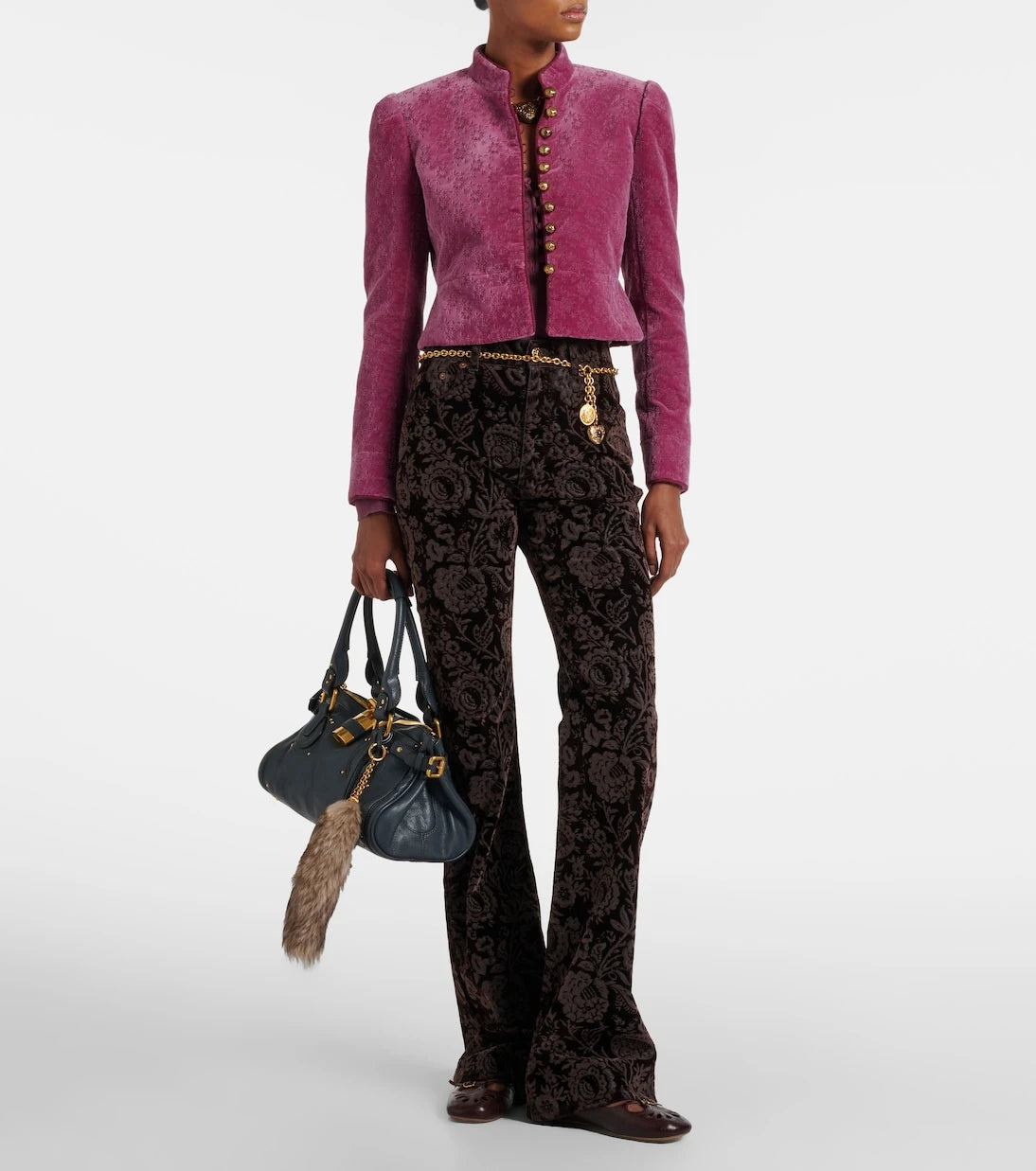 Chloé - Floral high-rise velvet straight pants