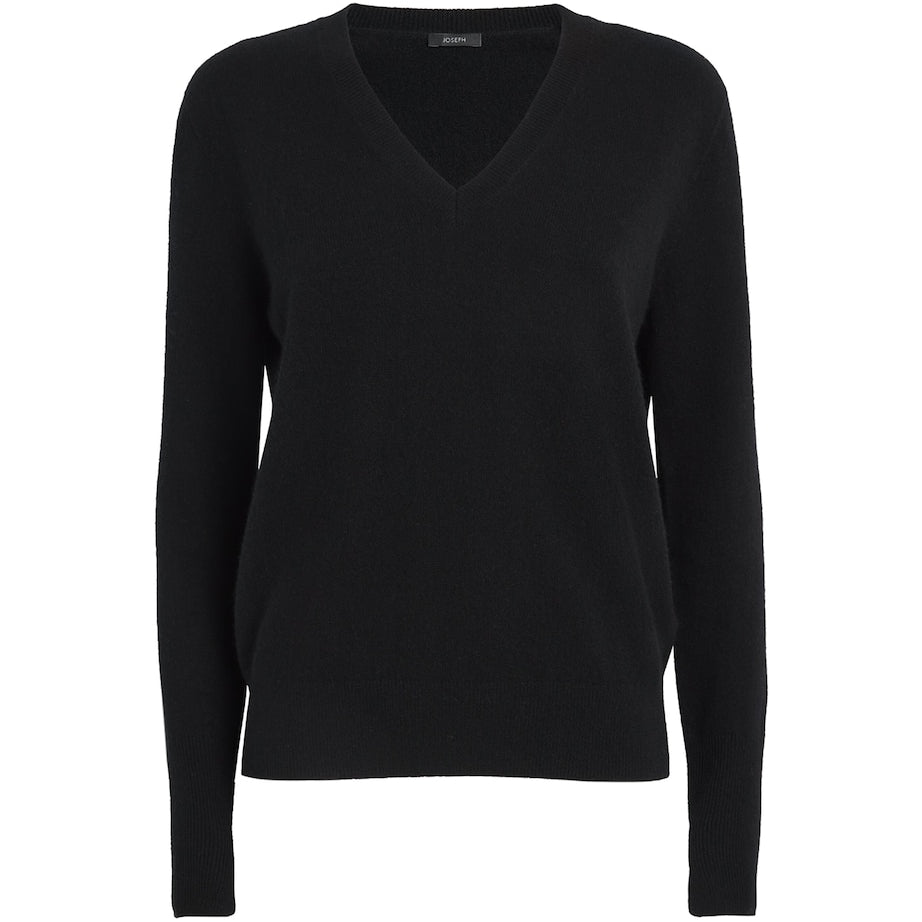 Black Cashmere V-Neck Sweater
