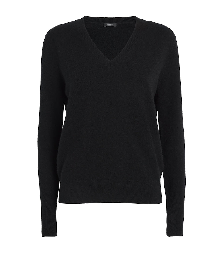 Black Cashmere V-Neck Sweater