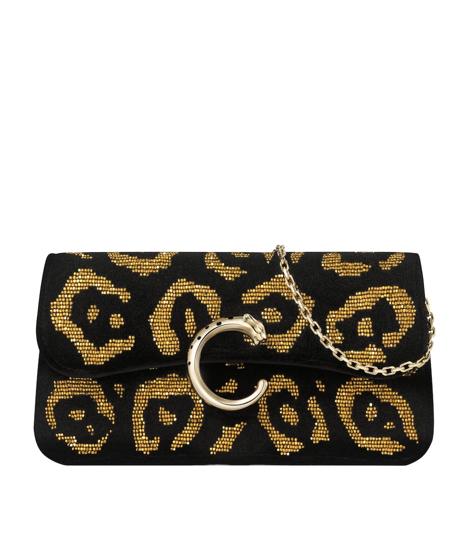 Mini Beaded Panthère de Cartier Shoulder Bag BLACK