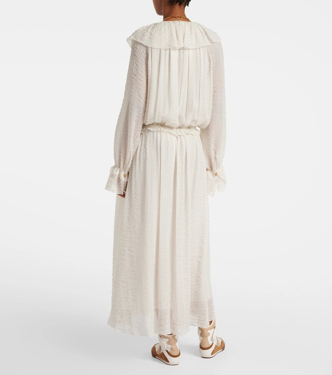 Chloé - Ruffled silk-blend crêpe maxi dress