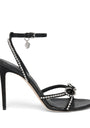 Leather Crystal Bow Heeled Sandals 105