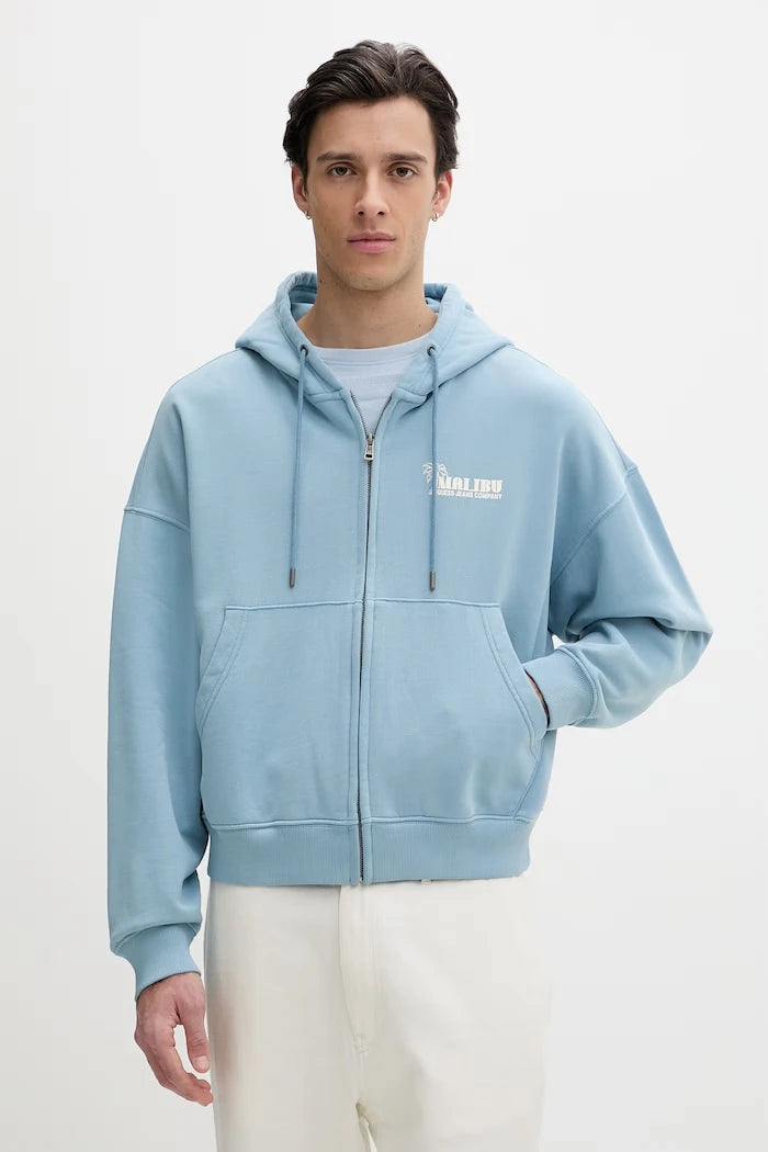 Guess Jeans erkek pamuklu kapüşonlu sweatshirt