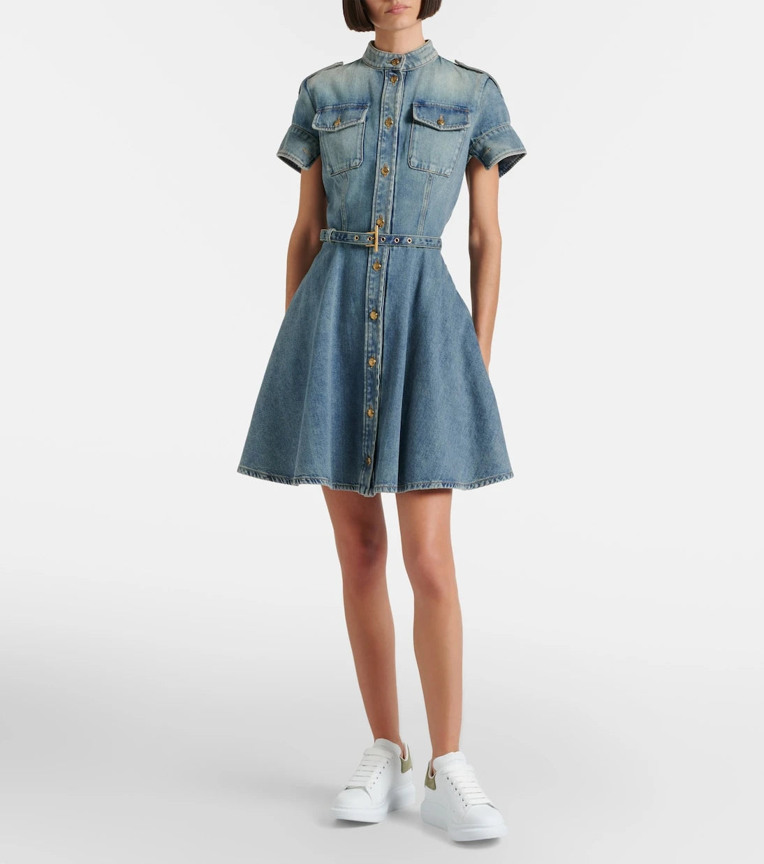 McQueen - Belted denim shirt dress