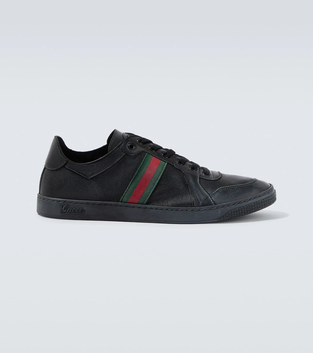 Gucci - Stretch Web Stripe leather sneakers