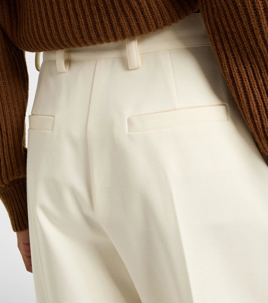 Max Mara - بنطلون "مولّو" بقصّة بليسيه من مزيج الصوف والقطن