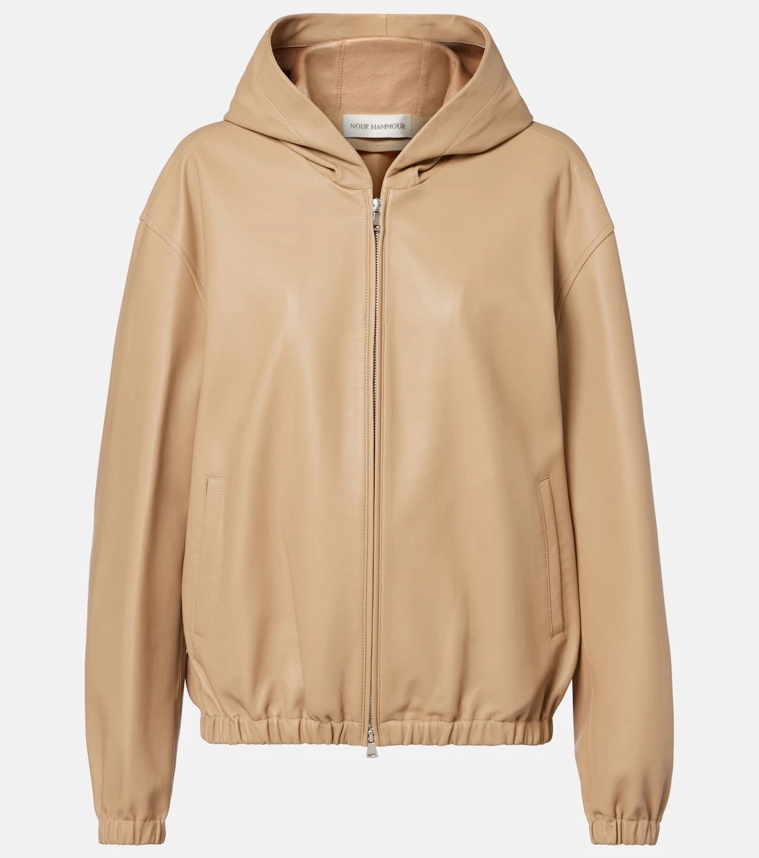 Nour Hammour - Leo leather zip-up hoodie