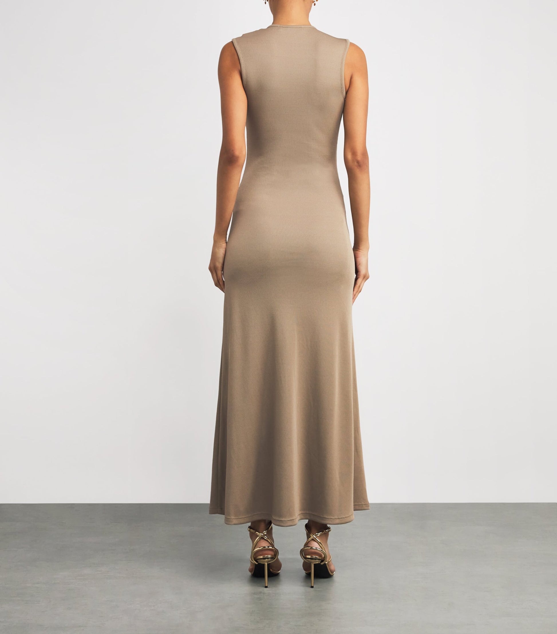 Mineral Stone-Detail Cut-Out Maxi Dress SAND