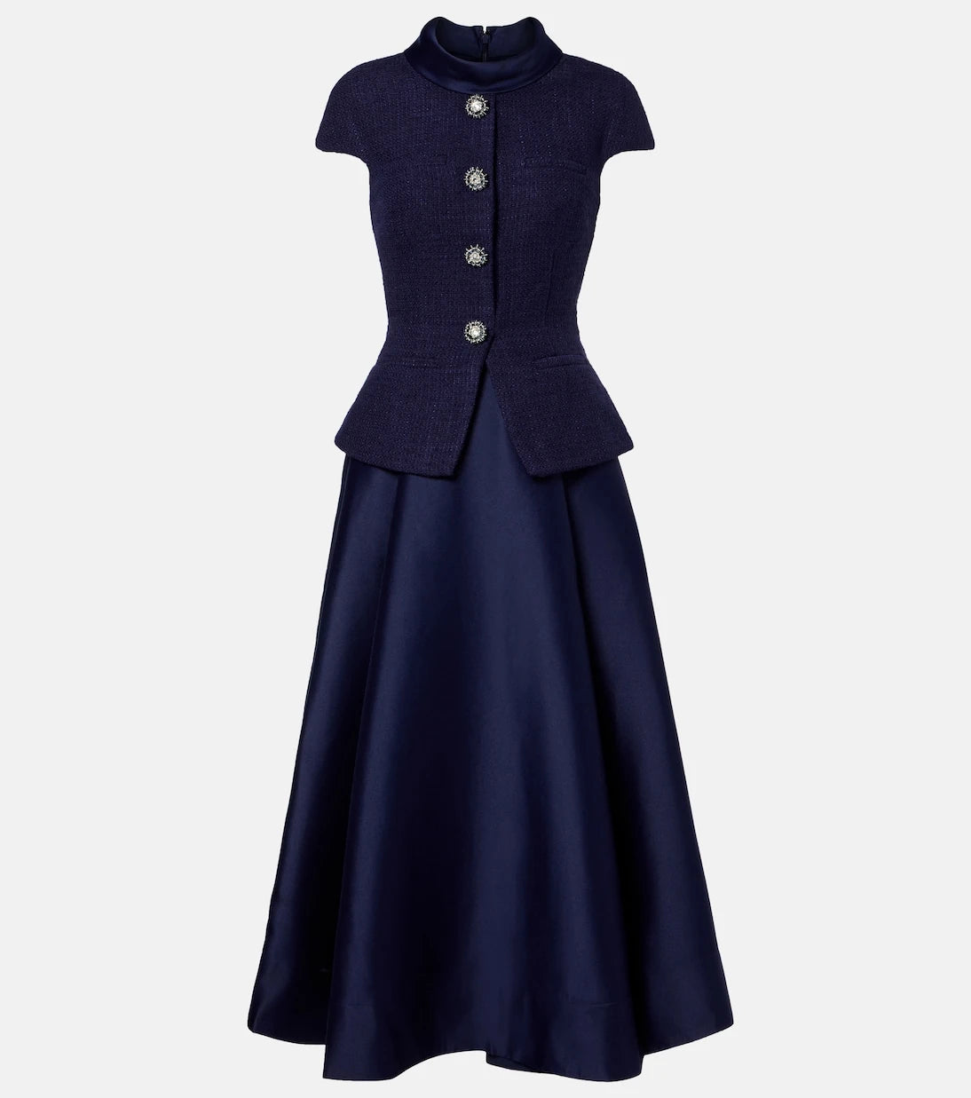 Self-Portrait - Bouclé taffeta midi dress