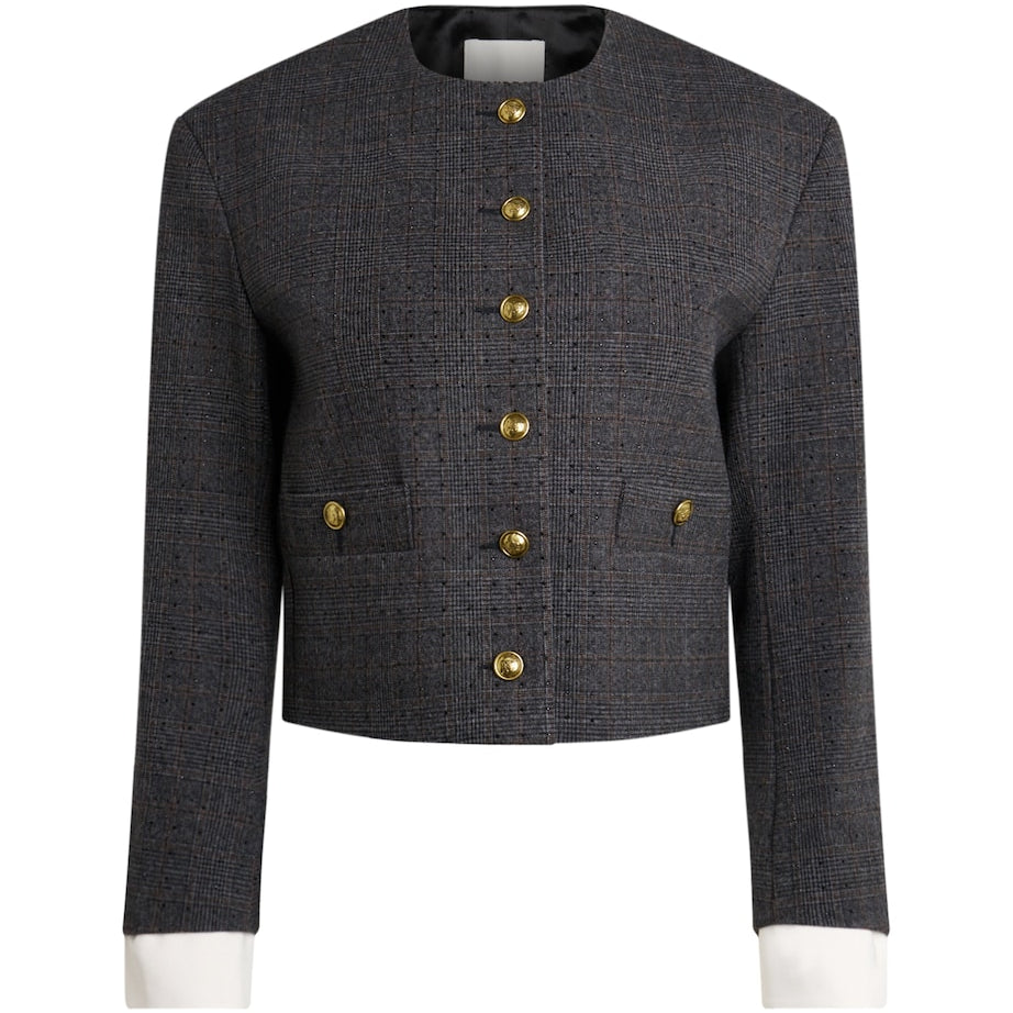 Checked Rhinestone-Embellished Jacket