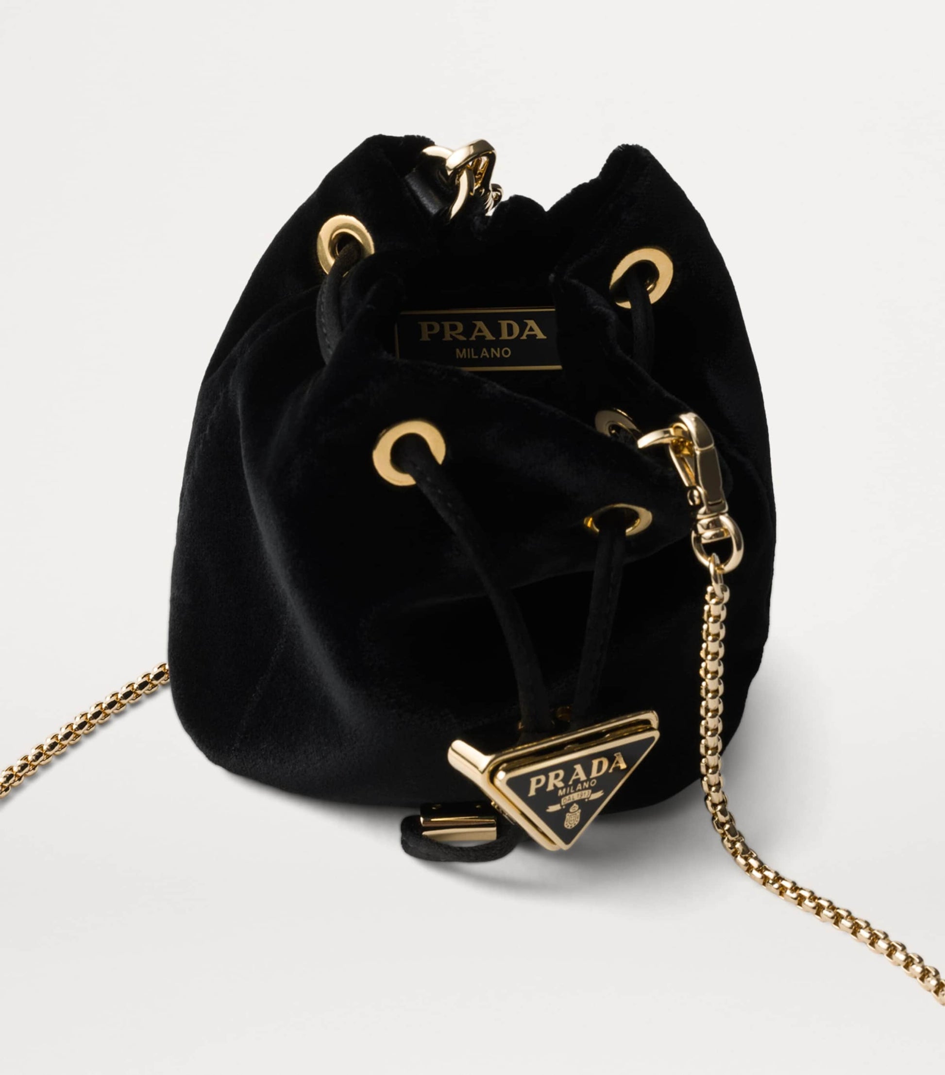 Prada Black Mini Velvet Triangle Pouch