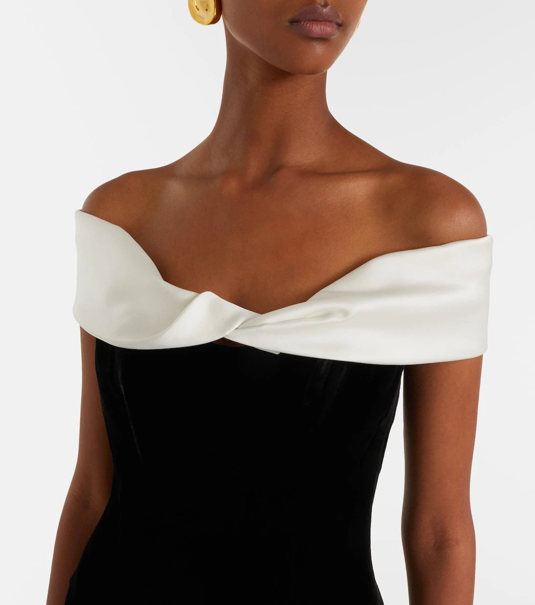 Costarellos - Off-shoulder velvet bustier gown