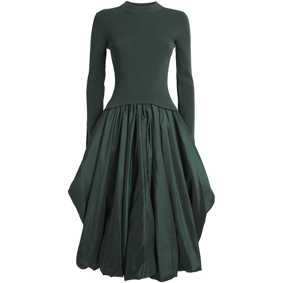 Green Knitted Kenlie Midi Dress