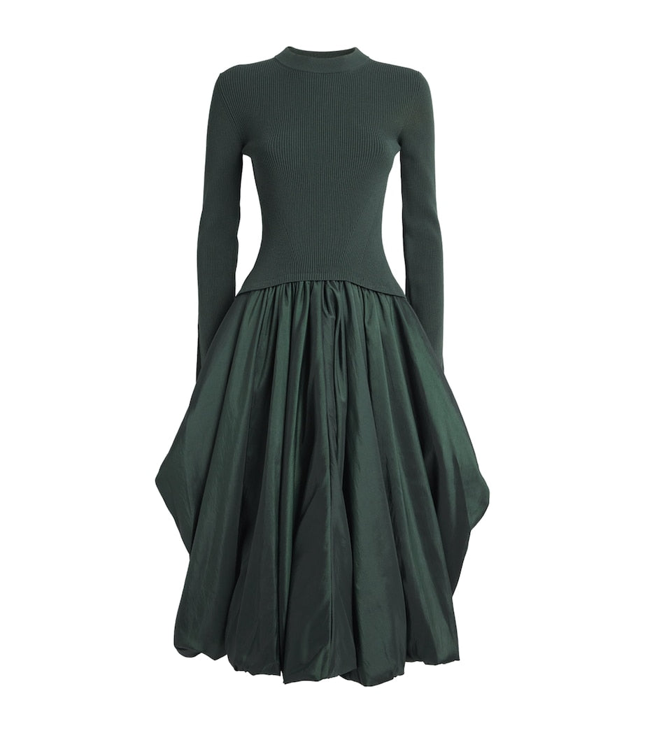 Green Knitted Kenlie Midi Dress