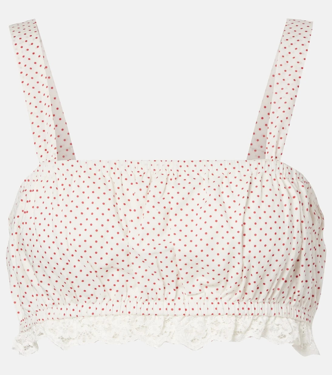 Posse - Marlowe lace-trimmed polka-dot cotton crop top