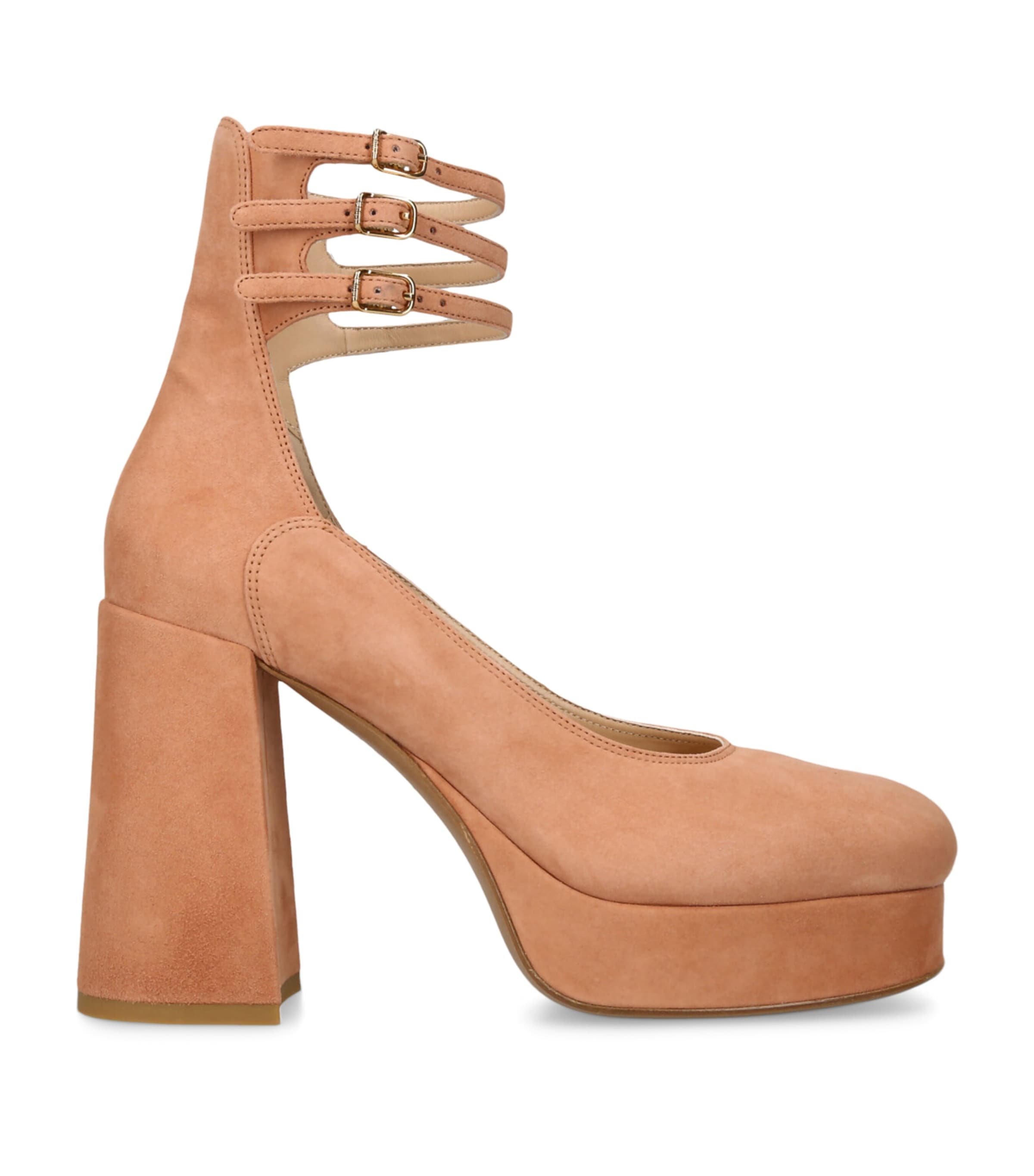 Chloé Orange Suede Loti Platform Pumps 80