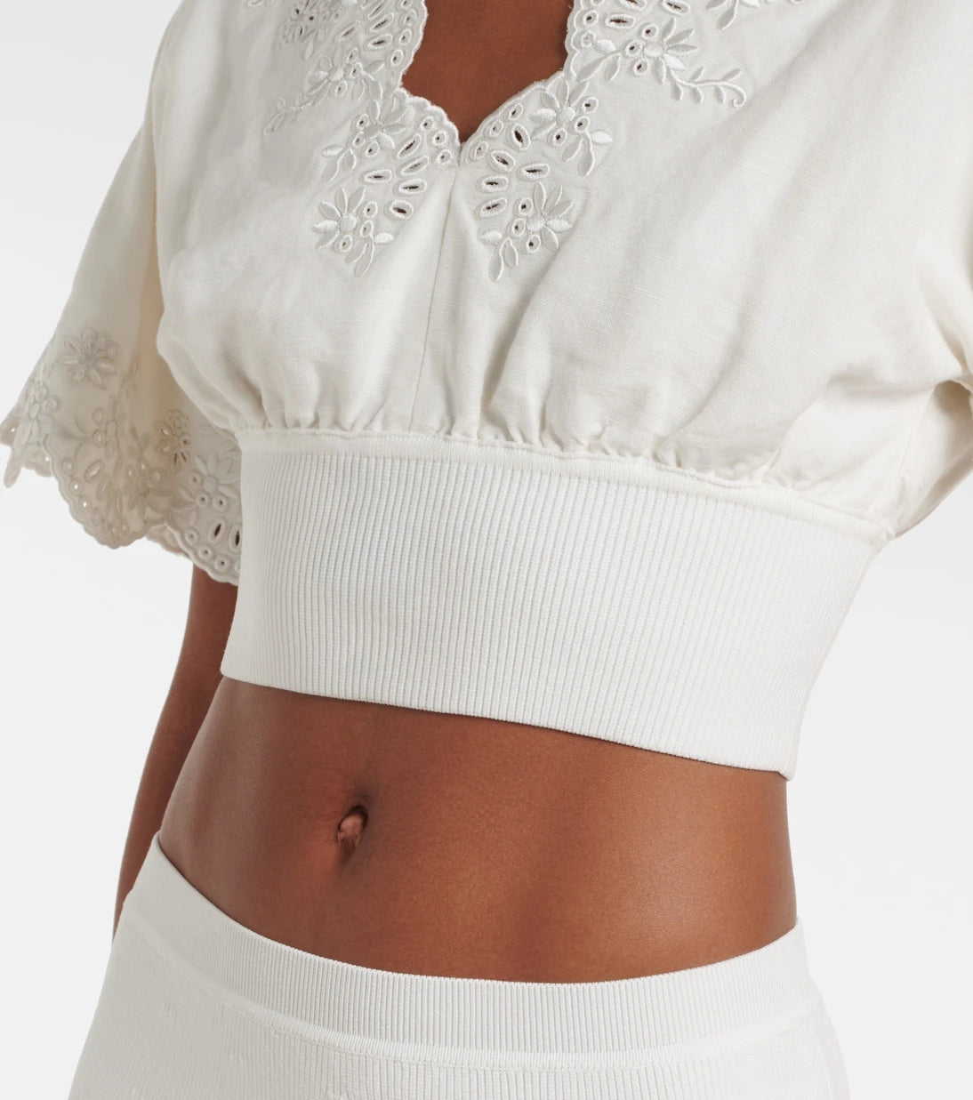 Simkhai - Broderie anglaise linen-blend crop top