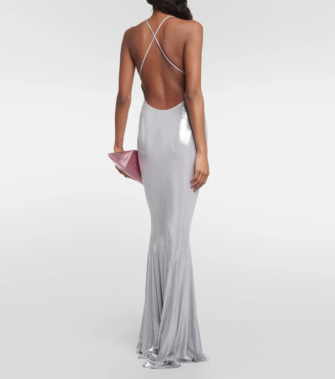 Norma Kamali - Metallic jersey lamé gown