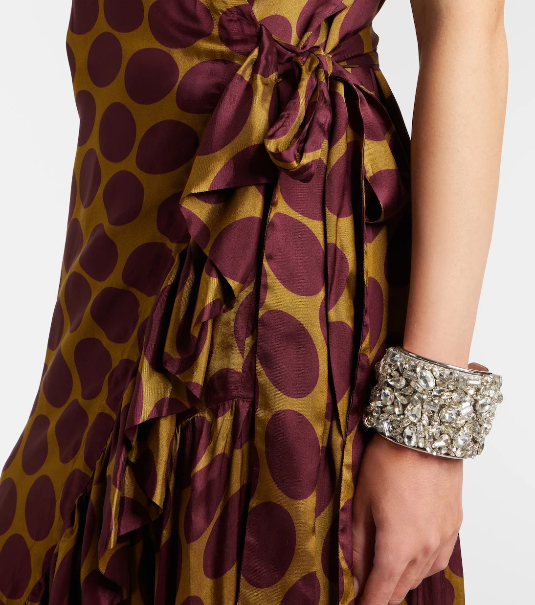 Dries Van Noten - Polka-dot satin wrap dress