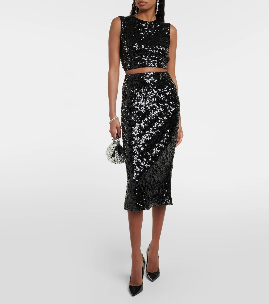 Dolce&Gabbana - توب قصير مزين بالترتر