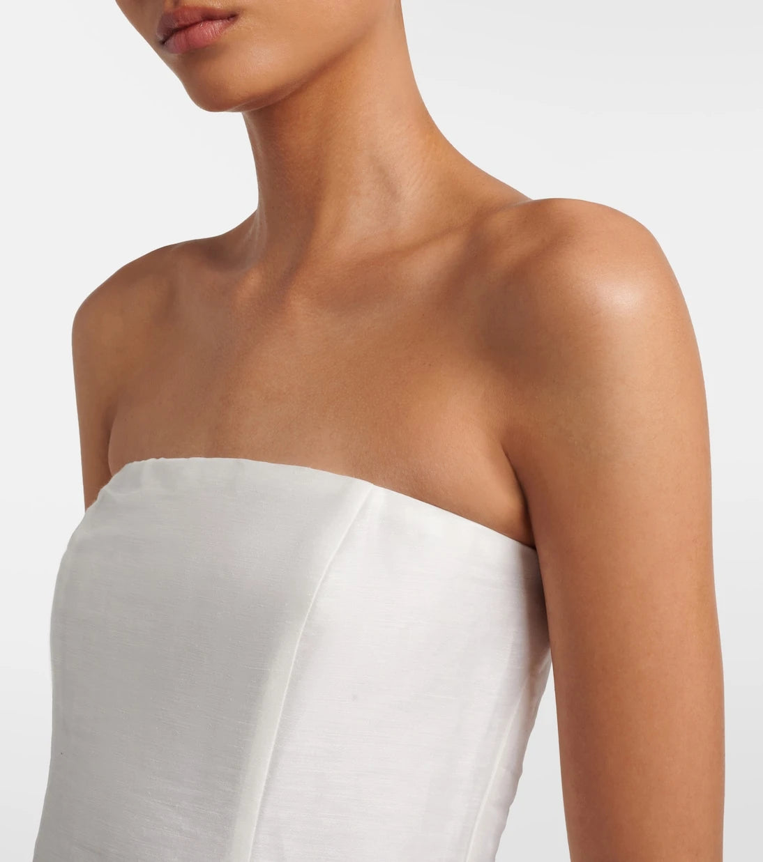 Leo Lin - Rayna floral-appliqué linen-blend bustier gown
