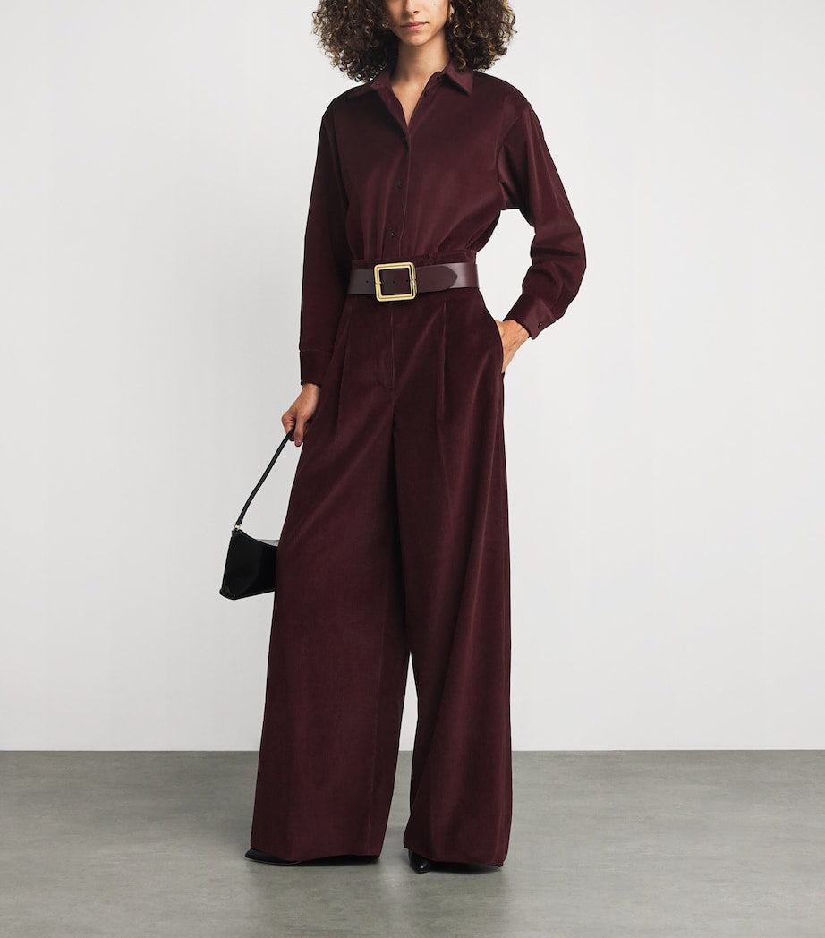 Red Corduroy Wide-Leg Trousers