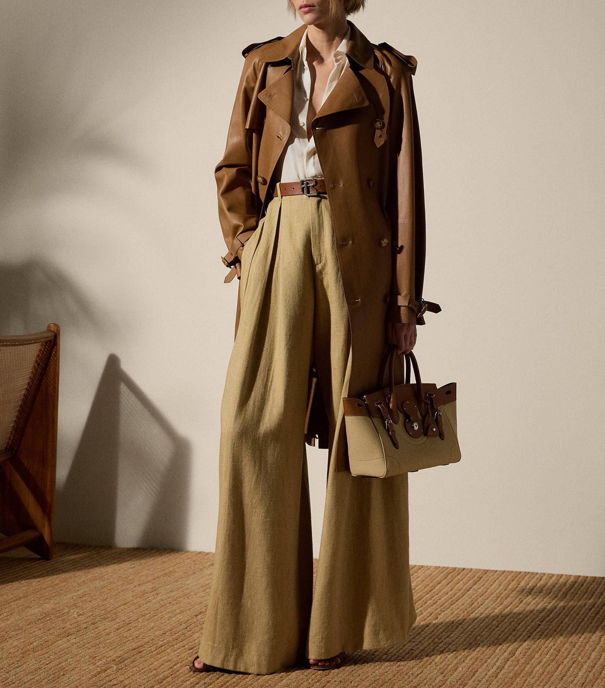 Brown Lambskin Niles Trench Coat