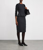 Max Mara Black Jersey Peplum-Detail Midi Dress