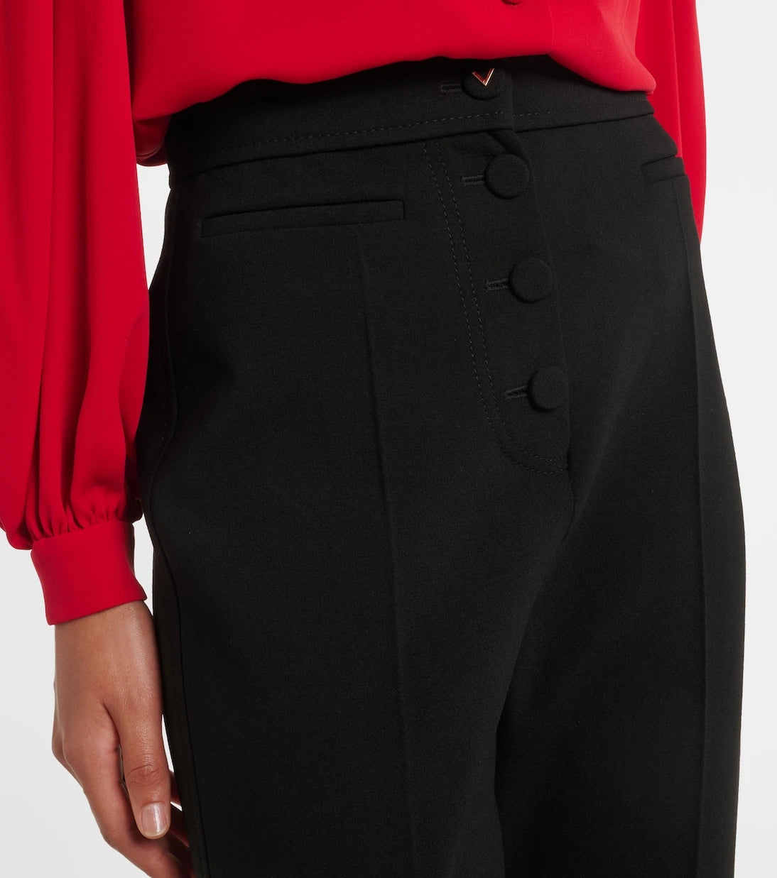 Valentino - VGold wool-blend straight pants