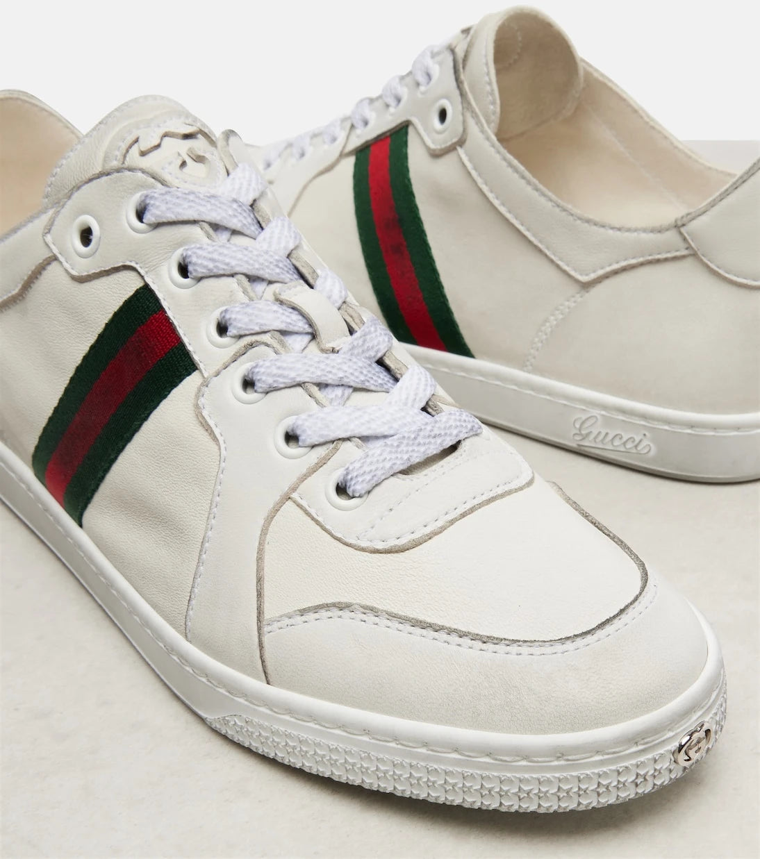 Gucci - Stretch Web Stripe leather sneakers