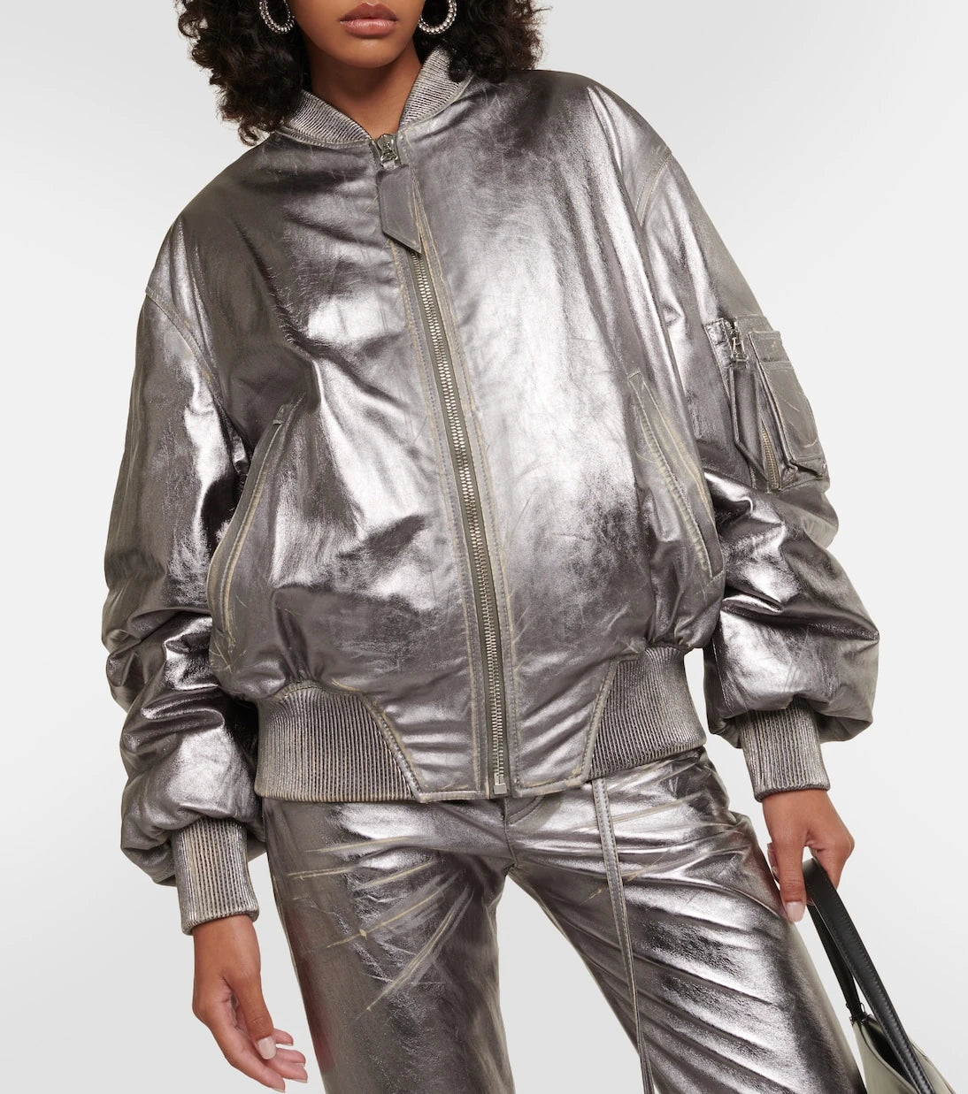 The Attico - Metallic leather bomber jacket